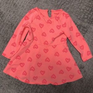 Cat & Jack Hearts Pink Sweatshirt Dress - 3T